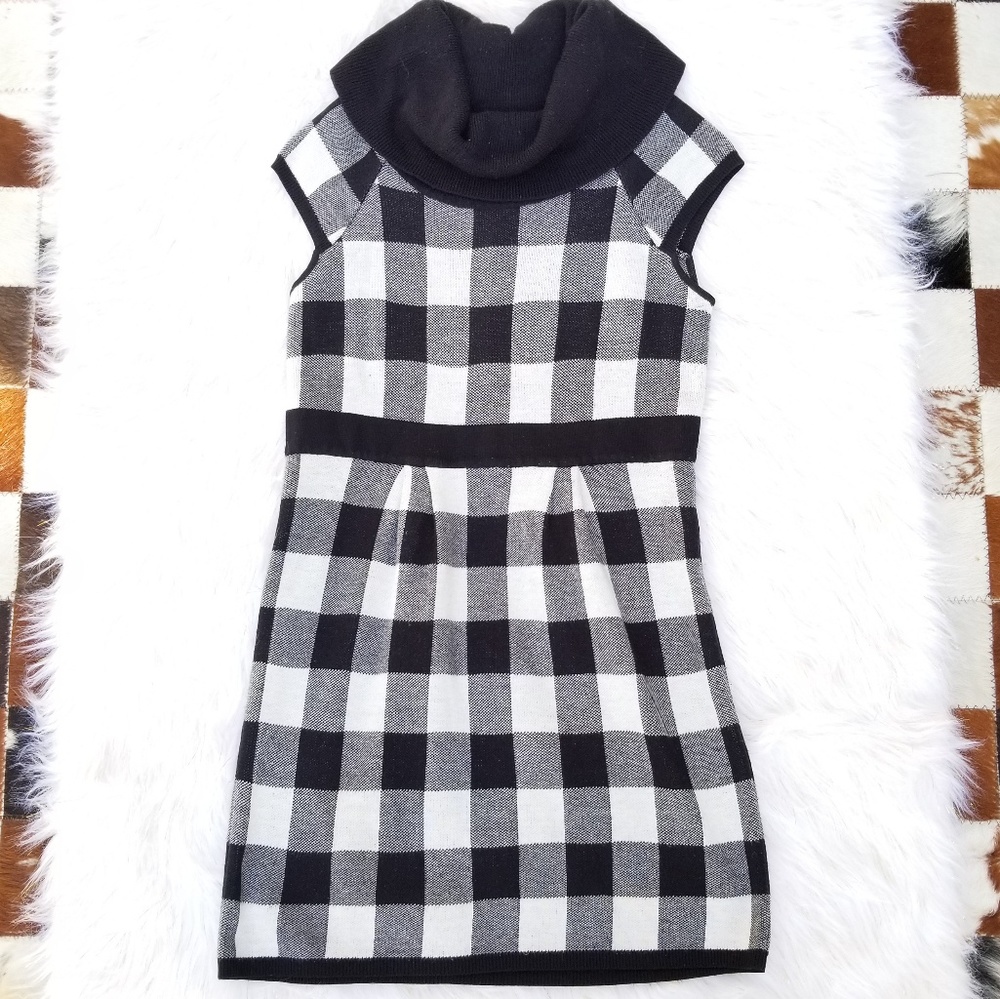 Glimmer by J.J. Basics Black/White Checkered Dress